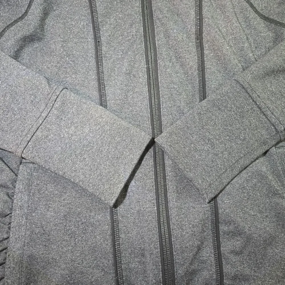 Athleta Risi Yoga Fitted Hooded Athletic Full Zip Jacket in Dark‎ Gray Size XS